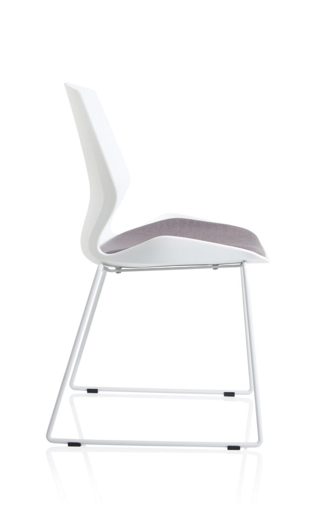 florence sled white frame fabric seat visitor chair