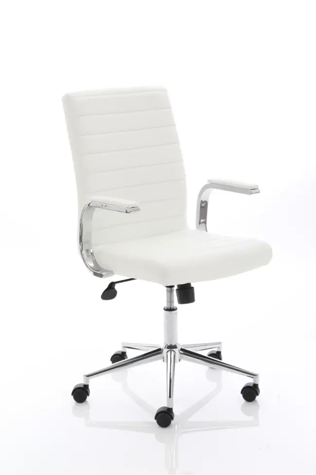 impulse 1600mm cantilever straight desk with mobile pedestal and ezra white executive chair