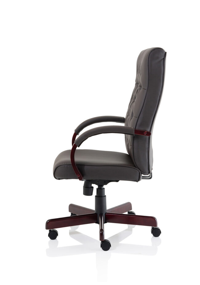 chesterfield high back leather executive office chair with arms