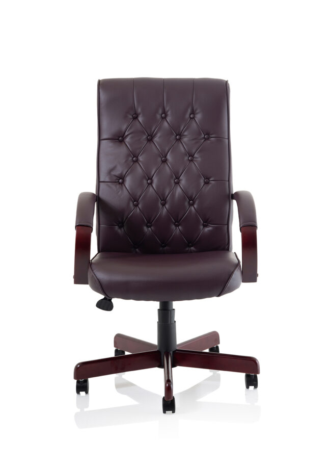 chesterfield high back leather executive office chair with arms