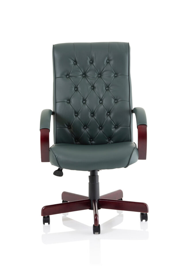 chesterfield high back leather executive office chair with arms