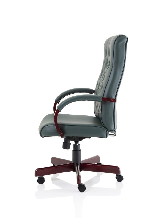 chesterfield high back leather executive office chair with arms