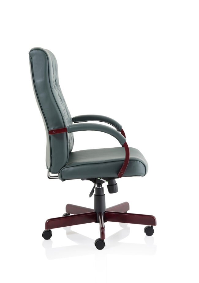 chesterfield high back leather executive office chair with arms