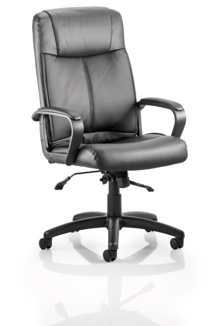plaza high back executive black leather office chair with arms