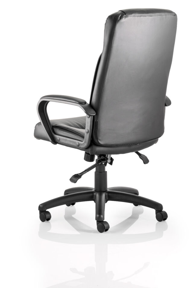 plaza high back executive black leather office chair with arms