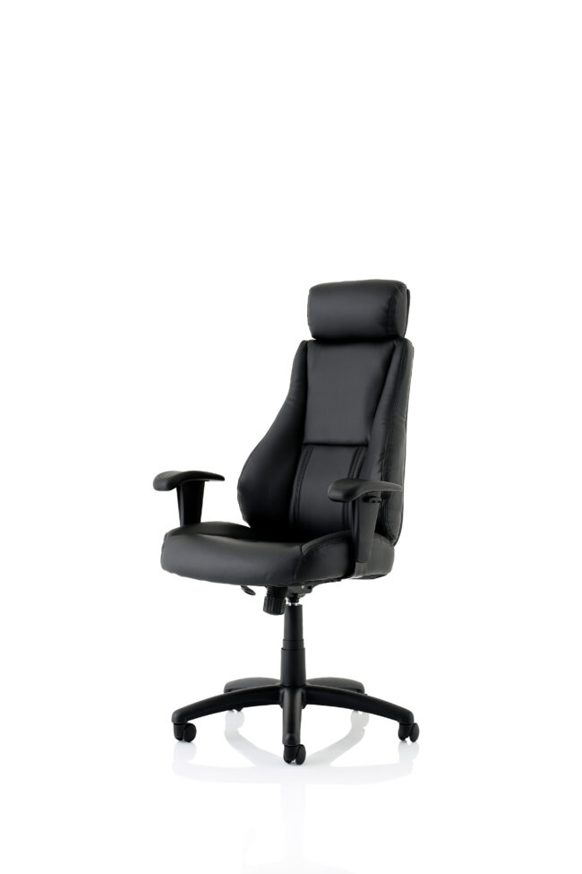 winsor medium back executive black leather office chair with arms