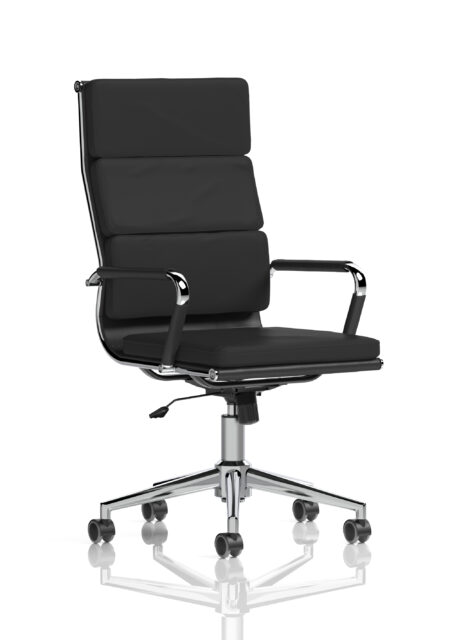 hawkes high back black leather executive office chair with arms