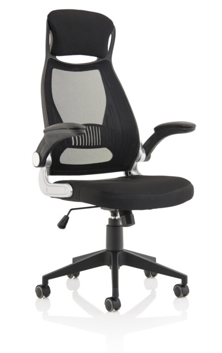 saturn high mesh back black executive office chair with arms