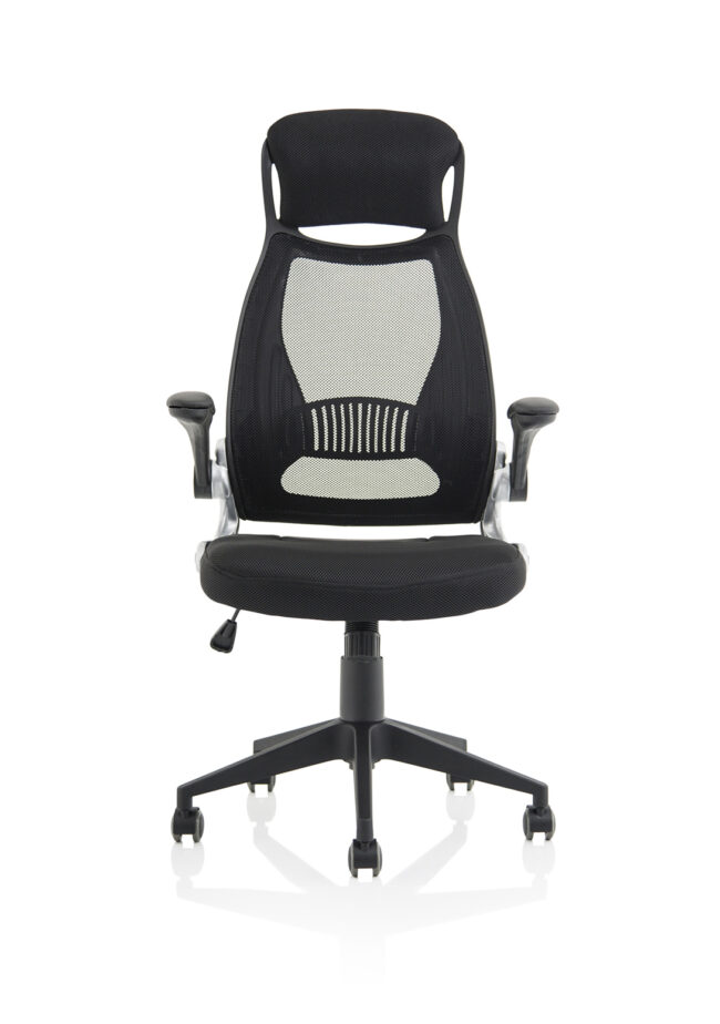 saturn high mesh back black executive office chair with arms