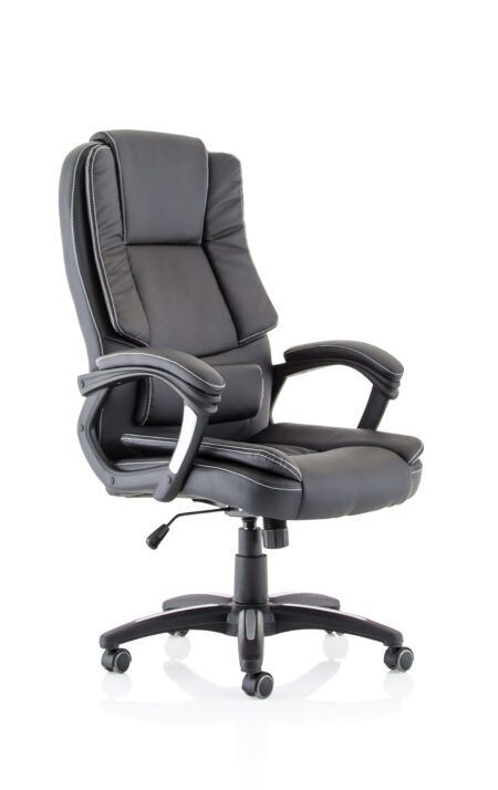dakota high back black leather executive office chair with arms