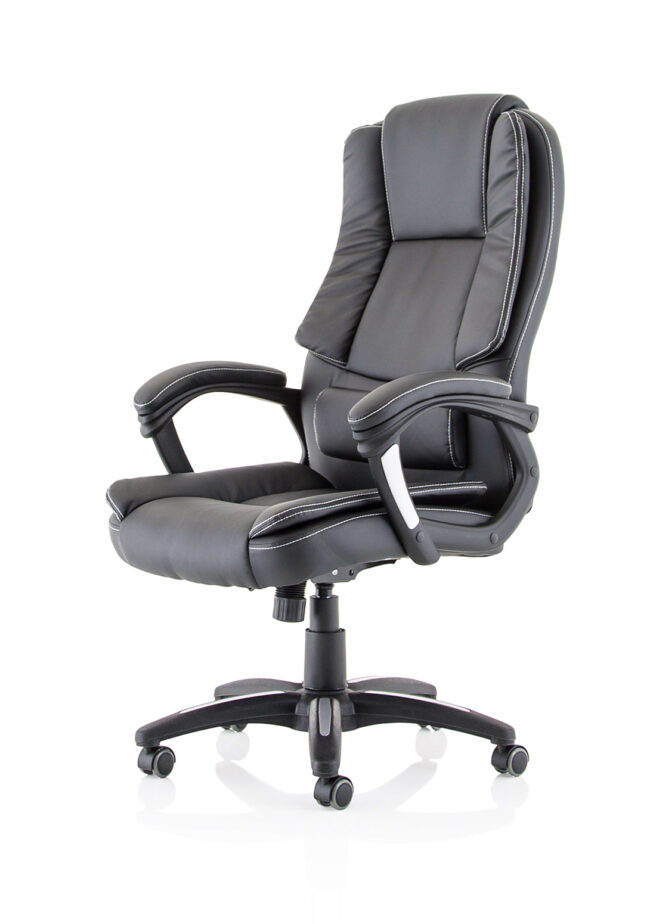 dakota high back black leather executive office chair with arms