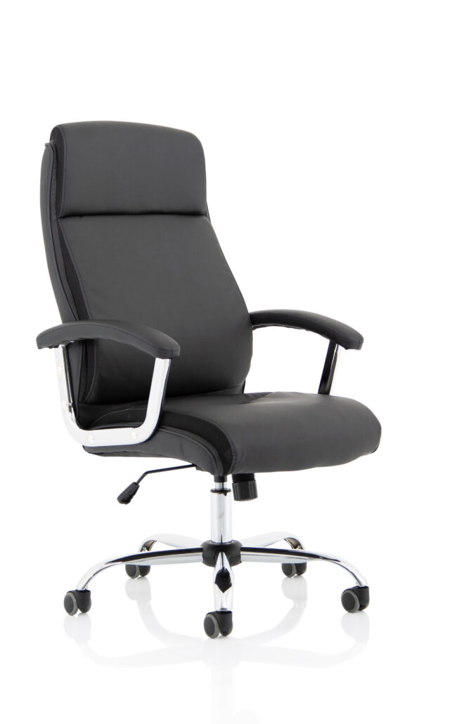 hatley high back black leather executive office chair with arms