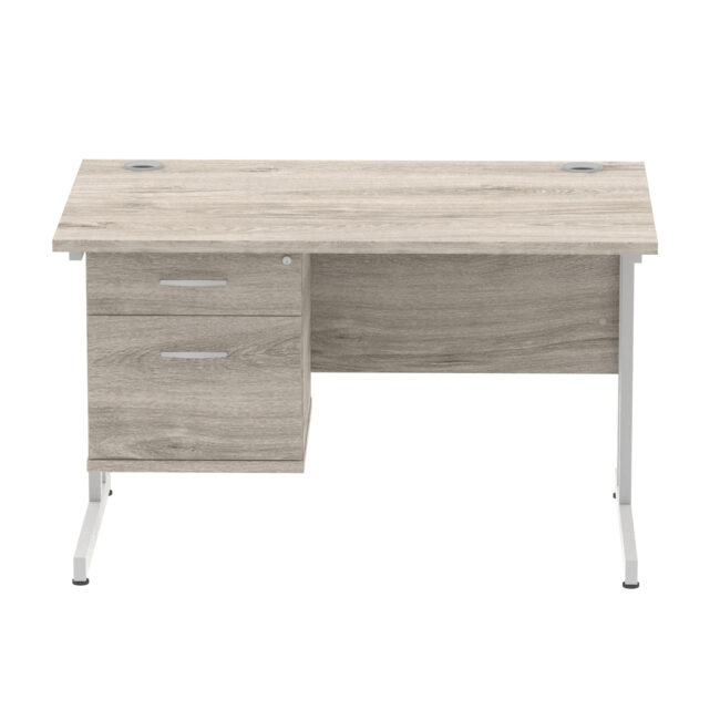 impulse 1200mm cantilever straight desk with single fixed pedestal