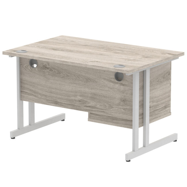 impulse 1200mm cantilever straight desk with single fixed pedestal