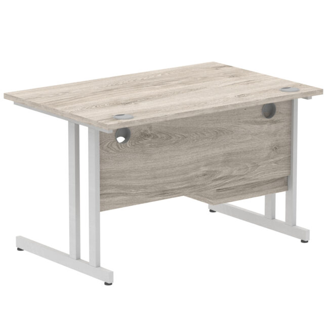 impulse 1200mm cantilever straight desk with single fixed pedestal