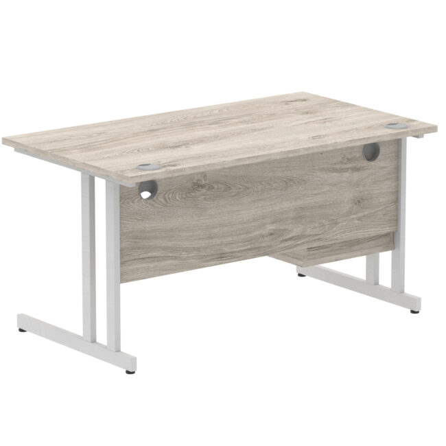 impulse 1400mm cantilever straight desk with single fixed pedestal
