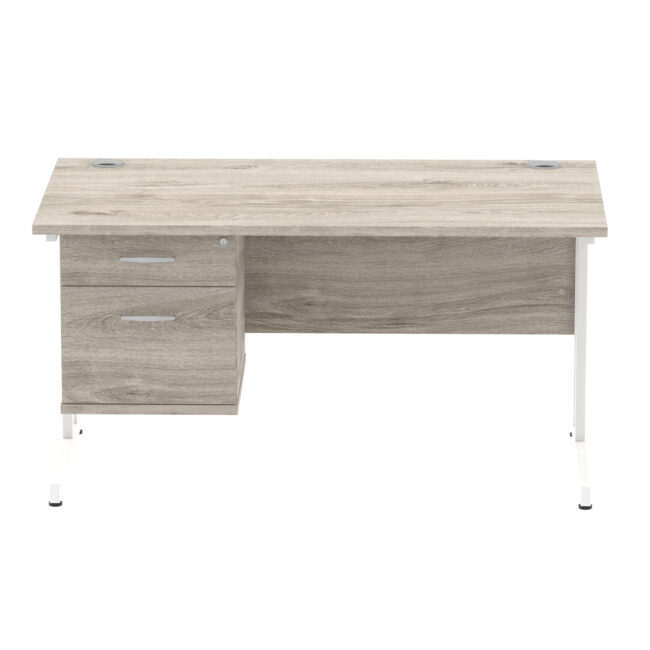 impulse 1400mm cantilever straight desk with single fixed pedestal