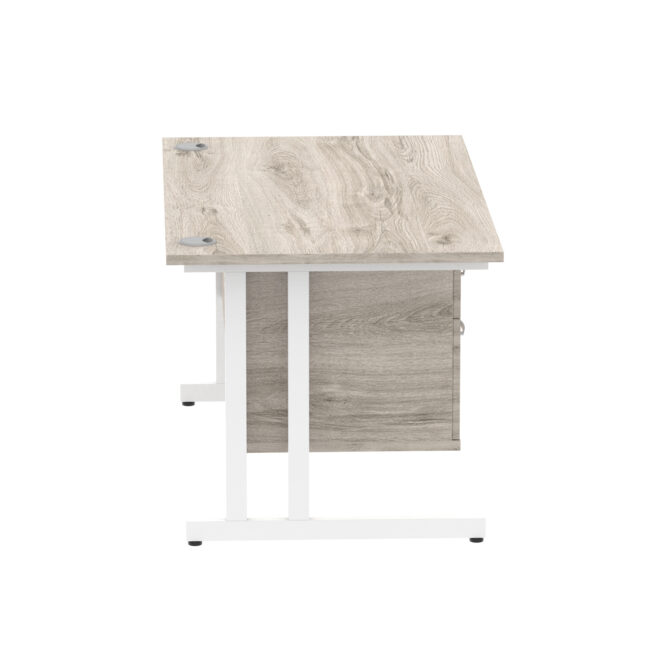 impulse 1400mm cantilever straight desk with single fixed pedestal