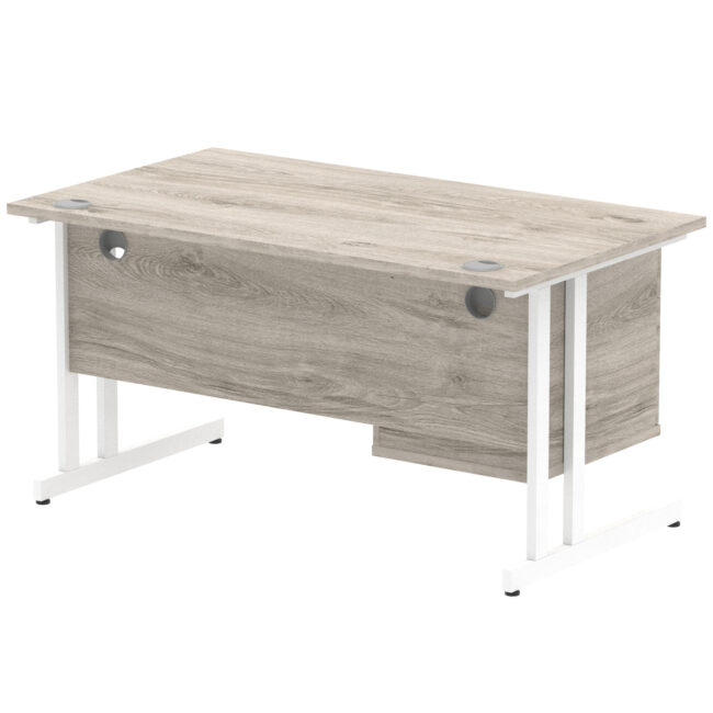 impulse 1400mm cantilever straight desk with single fixed pedestal