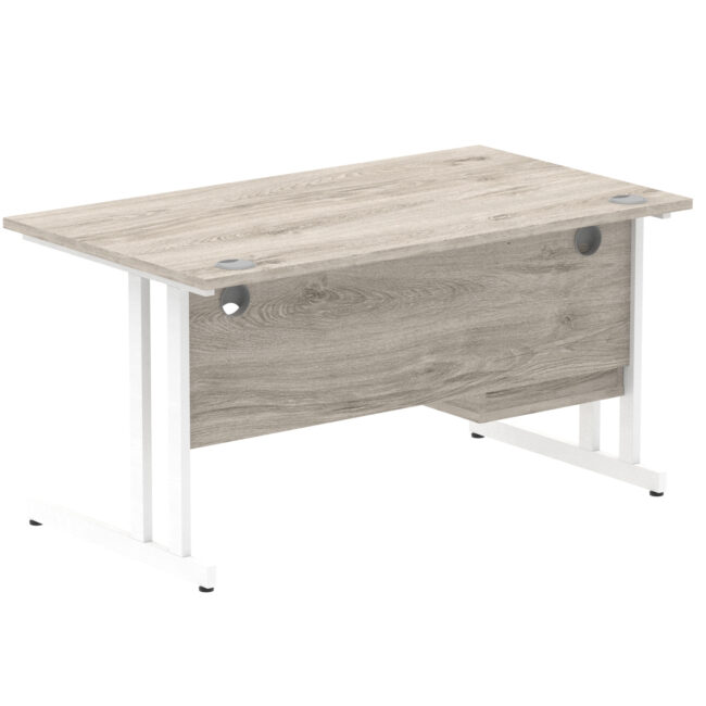 impulse 1400mm cantilever straight desk with single fixed pedestal