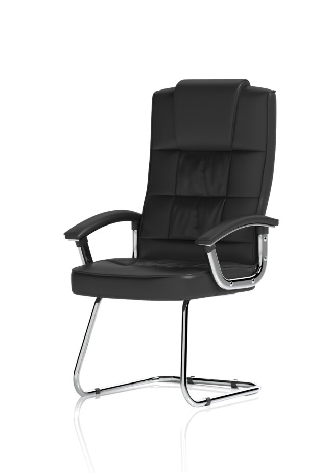 moore deluxe high back black cantilever visitor chair with arms