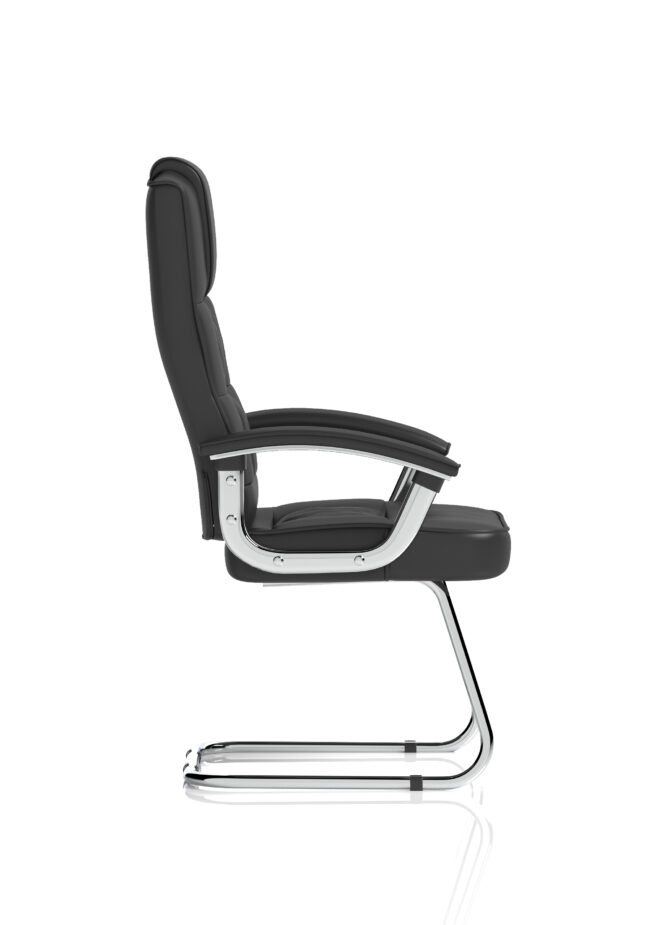 moore deluxe high back black cantilever visitor chair with arms