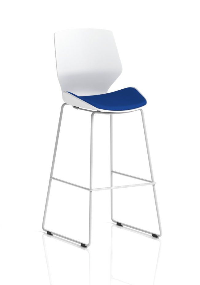 florence white frame fabric seat high stool chair