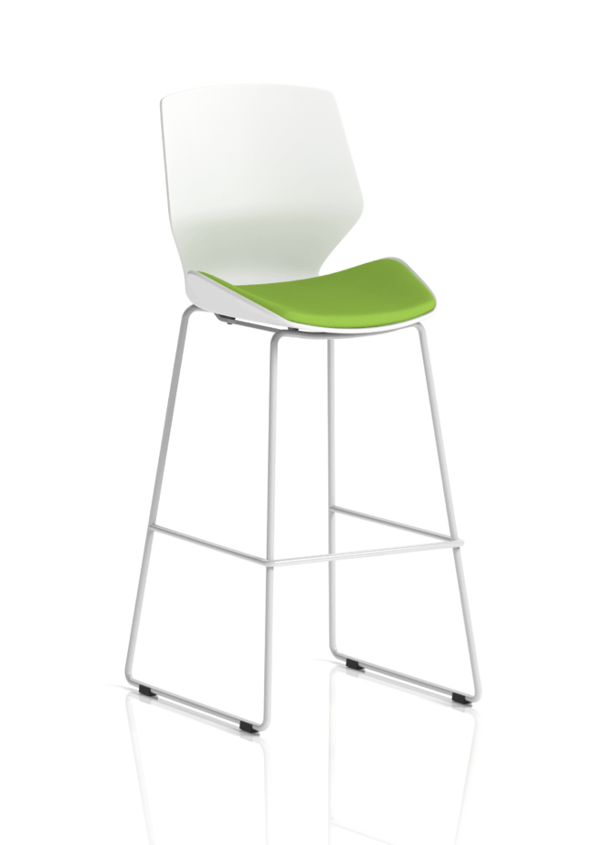florence white frame fabric seat high stool chair