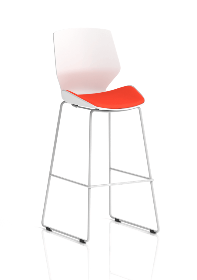 florence white frame fabric seat high stool chair