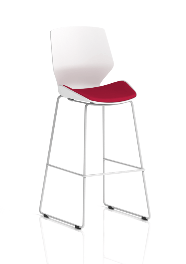 florence white frame fabric seat high stool chair