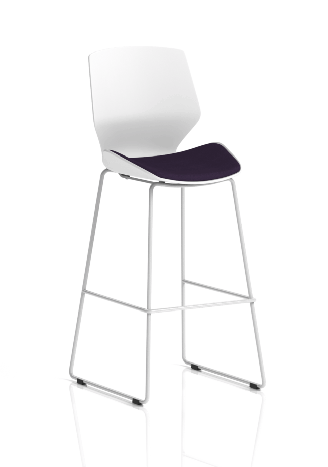 florence white frame fabric seat high stool chair