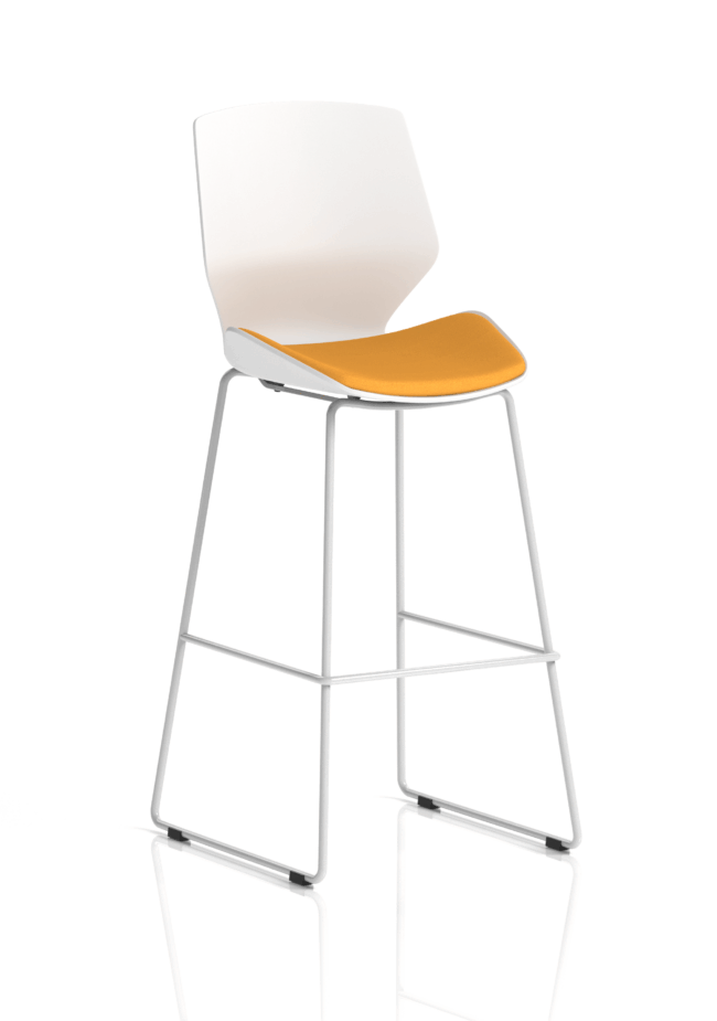 florence white frame fabric seat high stool chair