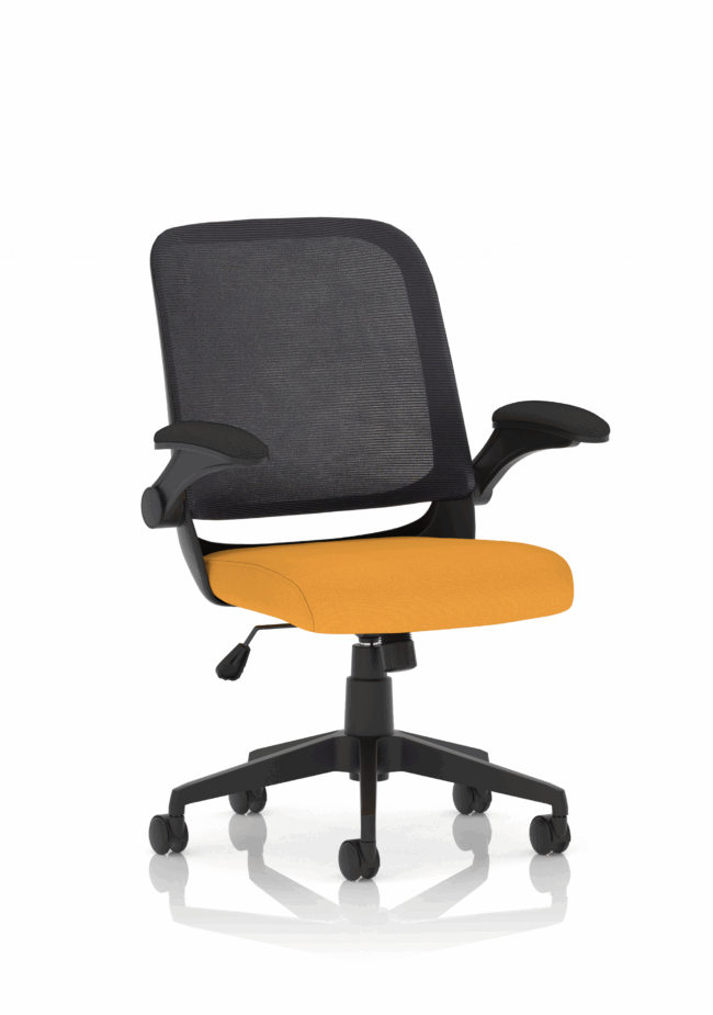 crew task operator mesh chair with folding arms
