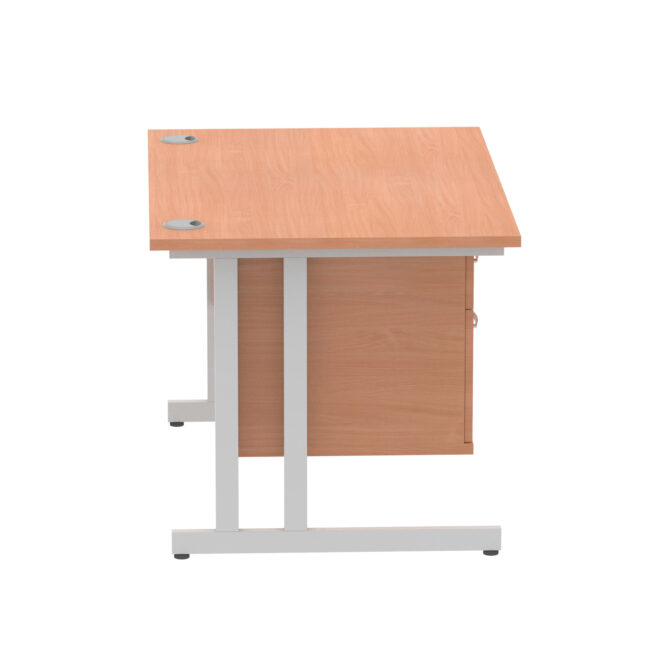 impulse 1200mm cantilever straight desk with single fixed pedestal