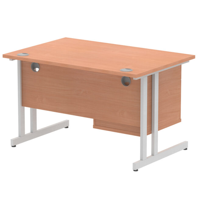 impulse 1200mm cantilever straight desk with single fixed pedestal