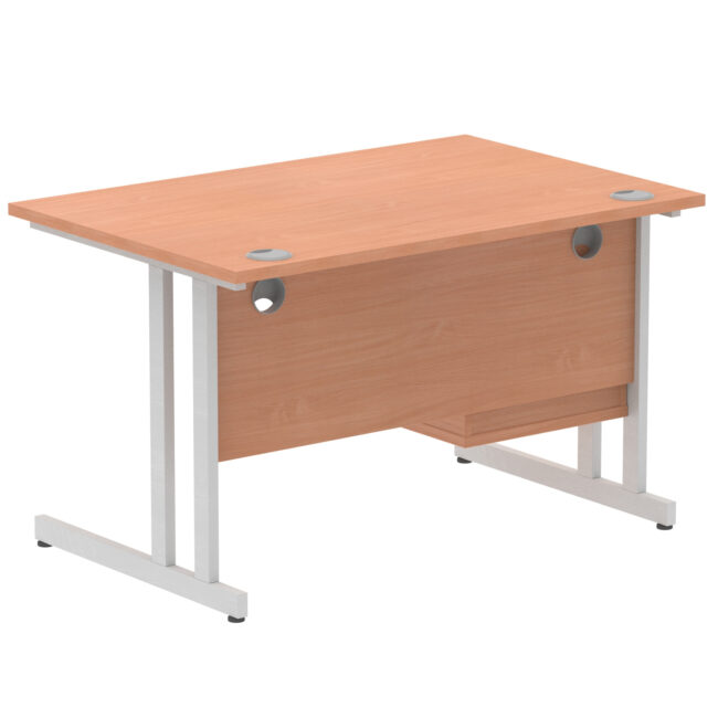 impulse 1200mm cantilever straight desk with single fixed pedestal
