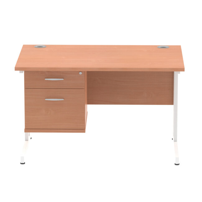 impulse 1200mm cantilever straight desk with single fixed pedestal