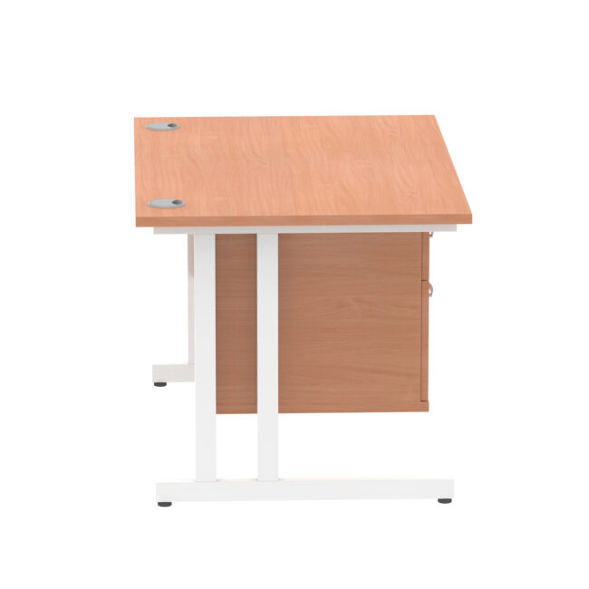 impulse 1200mm cantilever straight desk with single fixed pedestal