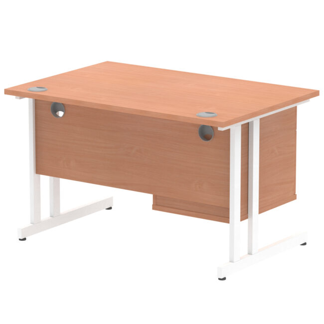 impulse 1200mm cantilever straight desk with single fixed pedestal