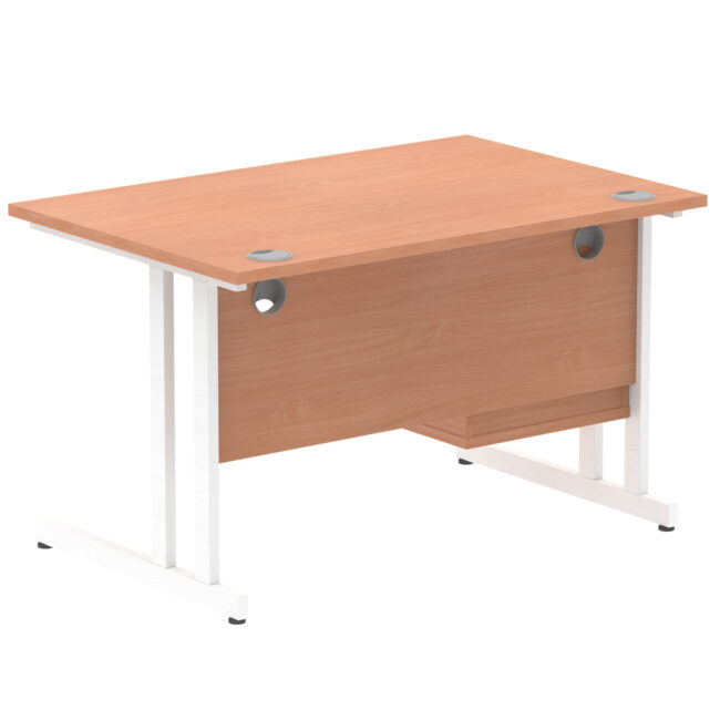 impulse 1200mm cantilever straight desk with single fixed pedestal