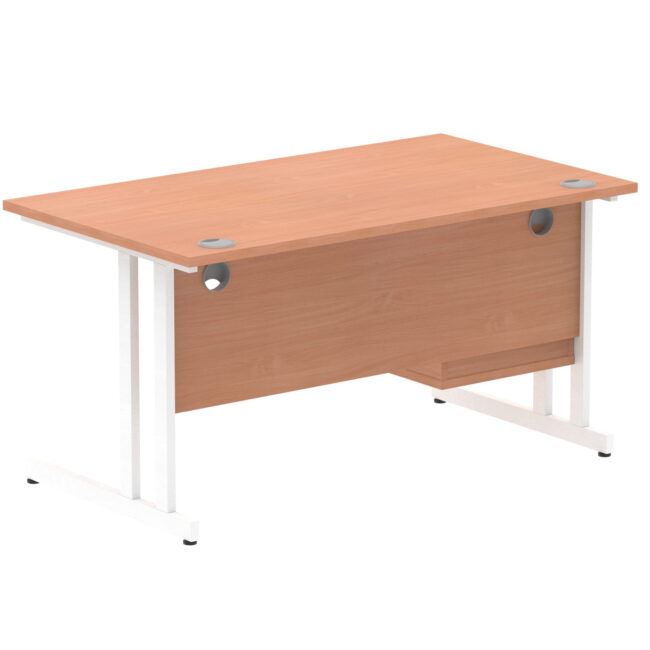 impulse 1400mm cantilever straight desk with single fixed pedestal