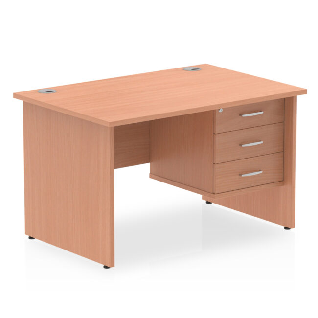 impulse 1200mm panel end straight desk with single fixed pedestal