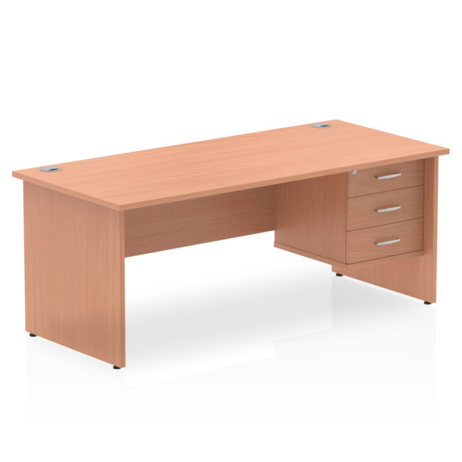impulse 1800mm panel end straigh desk with single fixed pedestal
