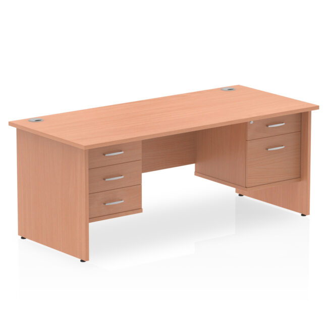 impulse 1800mm panel end straight desk with two fixed pedestal
