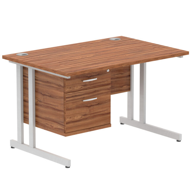 impulse 1200mm cantilever straight desk with single fixed pedestal