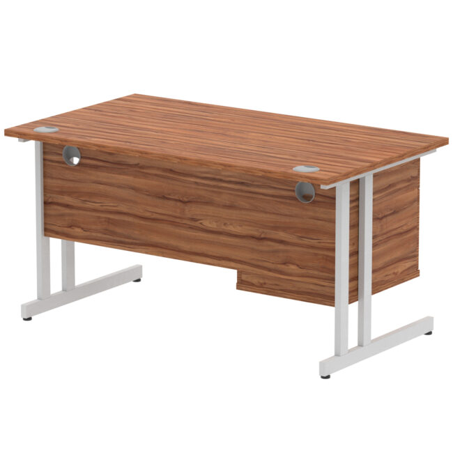 impulse 1400mm cantilever straight desk with single fixed pedestal
