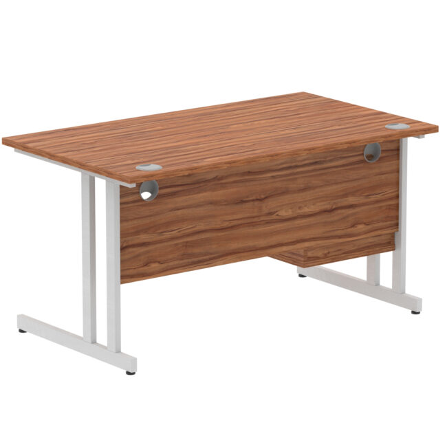 impulse 1400mm cantilever straight desk with single fixed pedestal