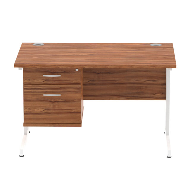 impulse 1200mm cantilever straight desk with single fixed pedestal