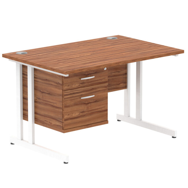 impulse 1200mm cantilever straight desk with single fixed pedestal