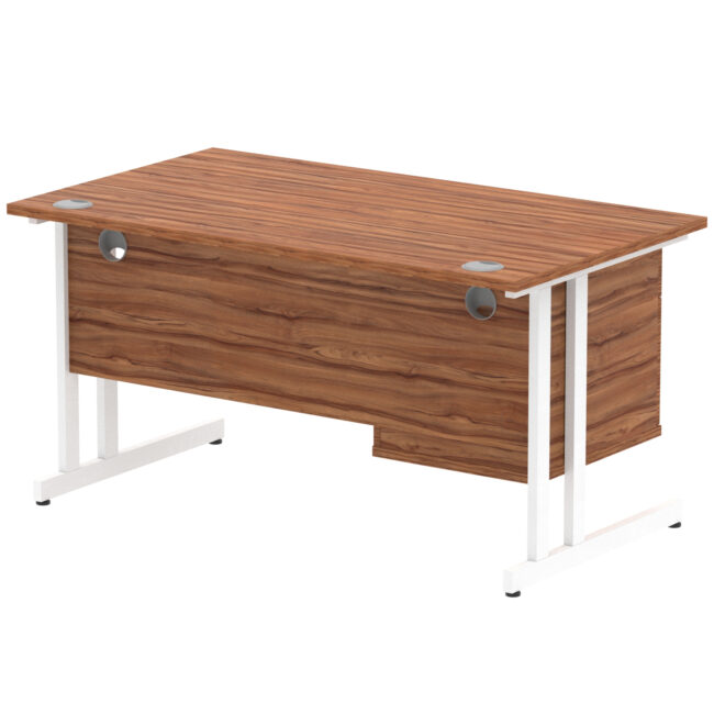impulse 1400mm cantilever straight desk with single fixed pedestal